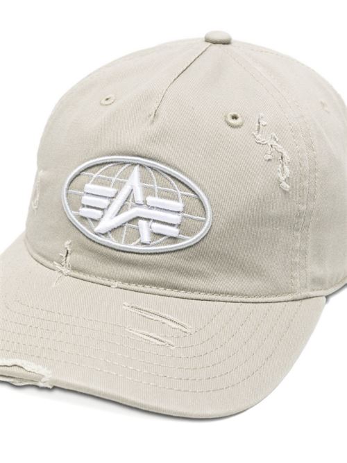 Cappello uomo Alpha Industries grigio ghiaccio effetto distressed con logo patch Alpha Industries | 26690410